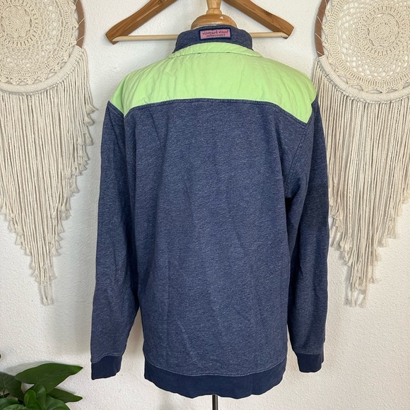 Vineyard vines blue and green 1/4 zip popover sweatshirt large - Picture 4 of 6